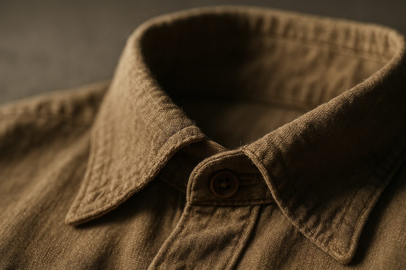 Macro shot of a folded vintage shirt collar showing fraying, illustrating how to grade worn collars and cuffs