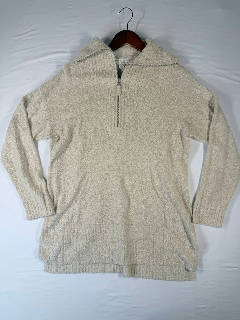 Barefoot Dreams CozyChic Lite Quarter Zip Sweater Women's Size M Beige
