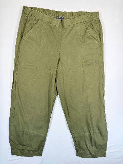 Eileen Fisher Women's Size M Linen Blend Cropped Pants Green Elastic Cuff