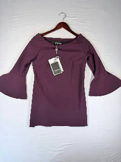 Chiara Boni La Petite Robe Top Purple Bell Sleeve NWT Made in Italy Size 42 ~US6