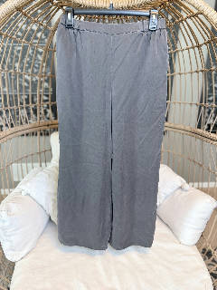 Quince Women's Size S Wide Leg Pull-On Pants Gray Silk Elastic Waist