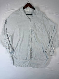 Wilfred Free Women's M Long Sleeve Button Down Blouse Light Blue Oversized Linen