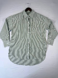 Maeve Anthropologie Women's Long Sleeve Button-Up Shirt Green White Stripe Sz XS