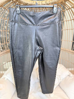 Athleta Womens L Faux Leather Leggings Black High Rise Pull On Pants