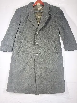 Vintage Lord & Taylor Gray 42S Gray Wool Blend Overcoat - Full Trench Style