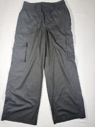 Naked Wardrobe Women's Black Cargo Pants Wide Leg Trousers Side Pockets Sz Large