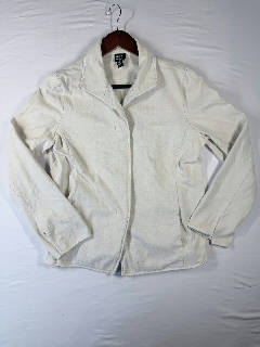 Eileen Fisher Women's Petite PM Open Front Jacket Blazer Ivory Cotton Blend
