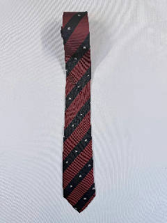Burberrys Vintage Silk Designer Burgundy Navy Striped Equestrian Knight Logo