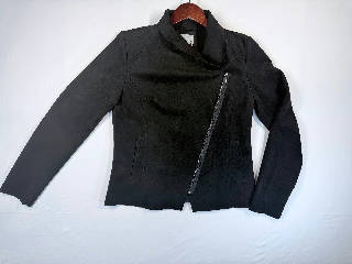 KUT from the Kloth Women's Cropped Motorcycle Jacket Faux Suede Black Sz M