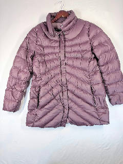 Lands' End Women's XL 18 Down Puffer Jacket Mauve Purple Full Zip Hood