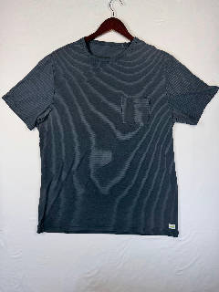 Vuori Men's Pocket T-Shirt Size L Gray Pinstripe Ribbed Short Sleeve