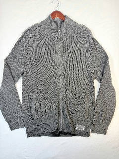 Express Men's Full Zip Sweater Jacket Size XL Gray Ribbed Knit A-2 Style Tag