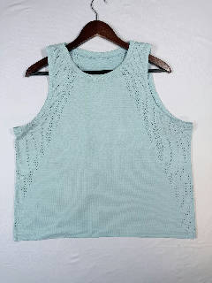 Lululemon Style Women'14 High Neck Perforated Racerback Tank Top Sz 14 Mint