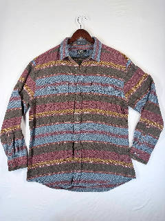 Pendleton Thomas Kay Striped Flannel Shirt Men's L Cotton Snap Button Vintage