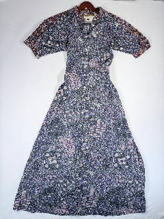 Chufy Nile Tales Women's Size S Silk Blend Printed Midi Shirt Dress Button Front