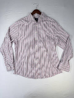 Johnnie-O Prep-Formance Shirt Mens Large Pink Plaid Long Sleeve Button Up