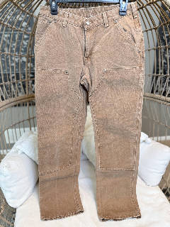 Carhartt Carpenter Duck Canvas Work Pants Brown Dungaree Fit Size 8x34