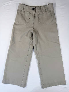 Quince Women's Wide Leg Cropped Trousers Sz 8 Taupe Gray High Rise Patch Pocket