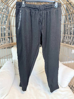 Men's Black Athletic Joggers Sweatpants Zip Pockets Drawstring Waist Size Large
