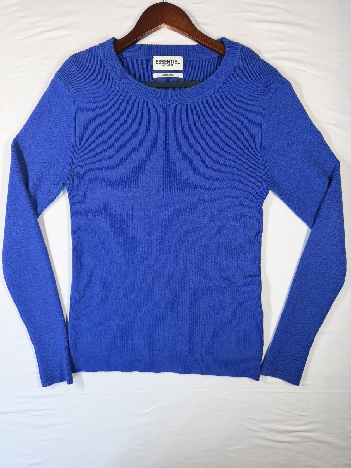 Essentiel Antwerp Royal Blue Ribbed Knit Pullover Sweater